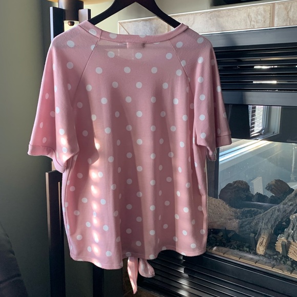 Cotton Bleu Polka Dot Short Sleeved Jersey Top - Picture 3 of 3